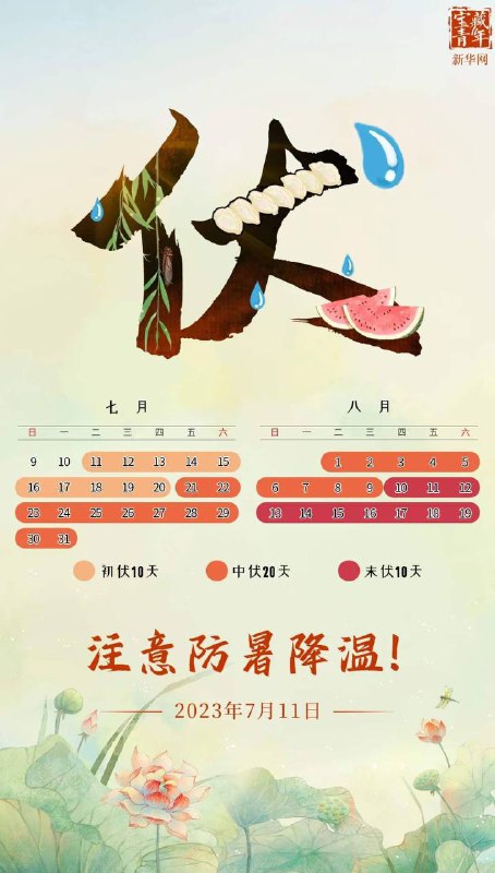 2023年三伏天的时间表初伏